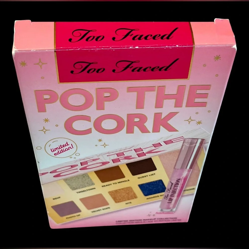 HP Too Faced Pop The Cork Eyeshadow Palette & Lip Injection - Pink New with Tags